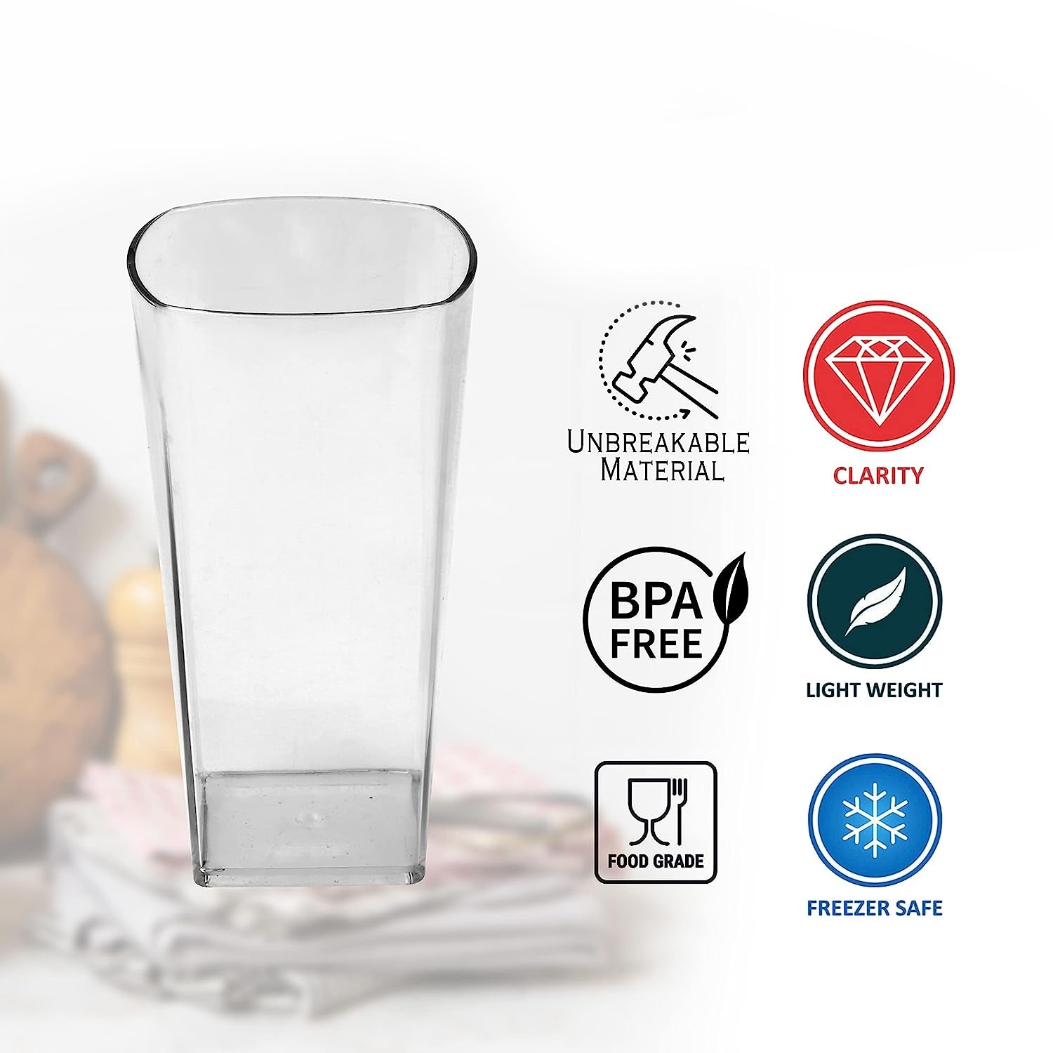 4973 Unbreakable Stylish Transparent Square Design Water/Juice/Beer/Wine Tumbler Plastic Glass Set ( 300 ML, Pack of 6) DeoDap 4973 Unbreakable Stylish Transparent Square Design Water/Juice/Beer/Wine Tumbler Plastic Glass Set ( 300 ML, Pack of 6) DeoDap